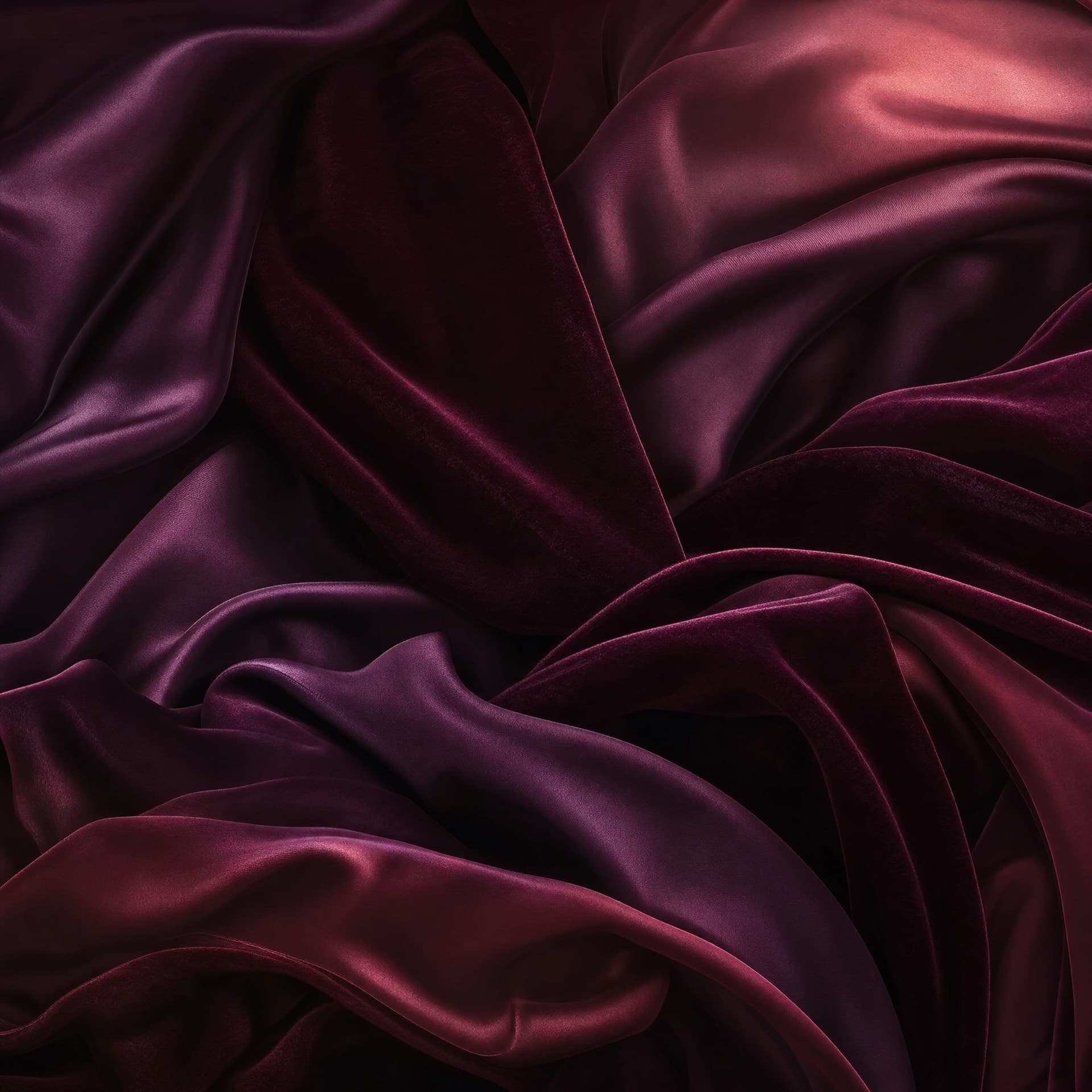 Abstract silk and velvet waves in aubergine and wine
